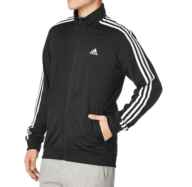 ADIDAS H46099 M 3- STRIPE FULL ZIP TRACK BLACK/WHITE TOP JACKET NWT MEN'S $55 gallery
