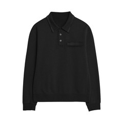 Men’s Long Sleeve Polo Plain Sweatshirt Soft Fleece Collared warm Pullover Top