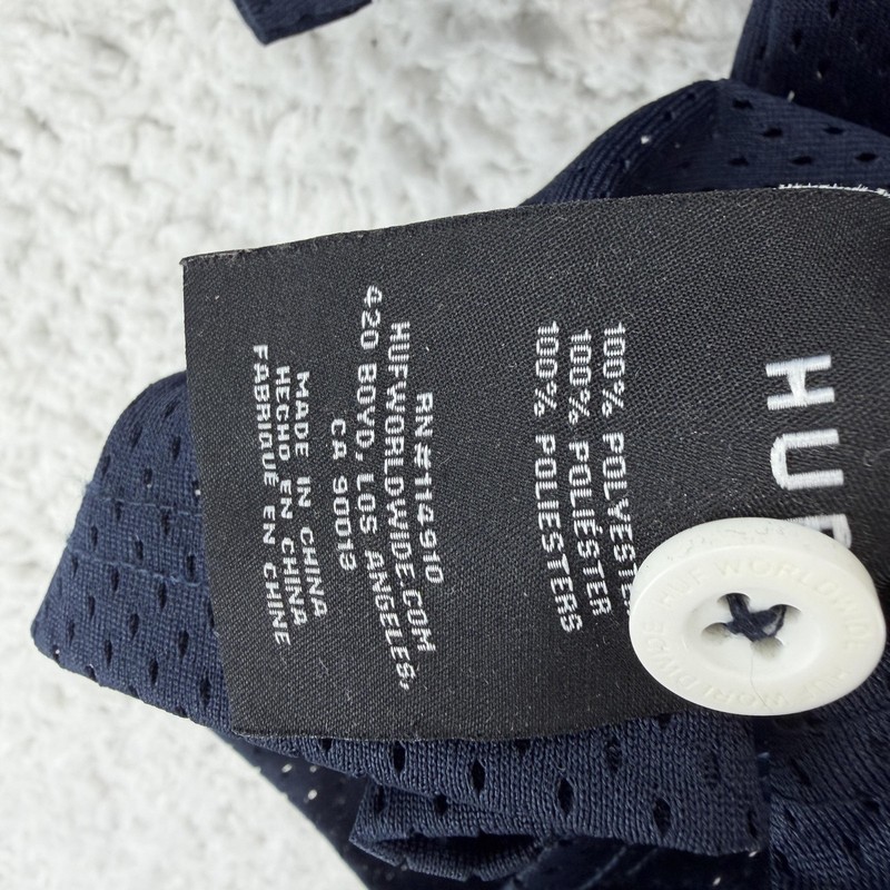 HUF Baseball Jersey Mens 2XL Blue Short Sleeve Mesh Button H Logo Top Shirt gallery