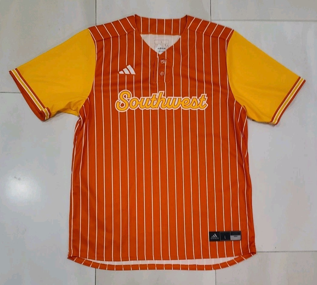 Men's Size L Adidas Southwest Baseball Jersey Shirt Top Orange Yellow Texas LLWS gallery