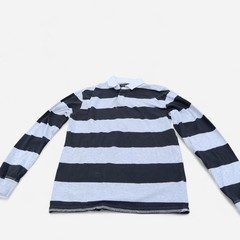 Pacsun black and grey striped long sleeve polo shirt