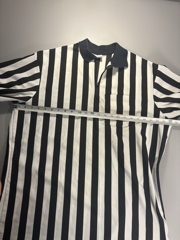 Vintage Dalco Referee Shirt 2XL USA Thick Knit Mesh Black White Faded gallery