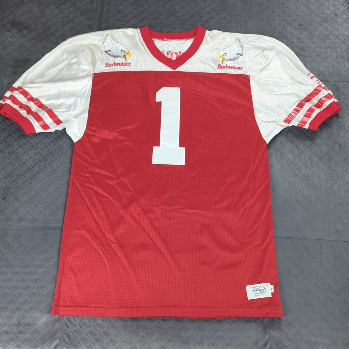 Budweiser Football Jersey Vintage Scharpfs Embroidery Limited Edition Men XL gallery