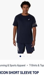 Asics Men’s Navy Athletic Icon Shirt Size Large Training Running Workout