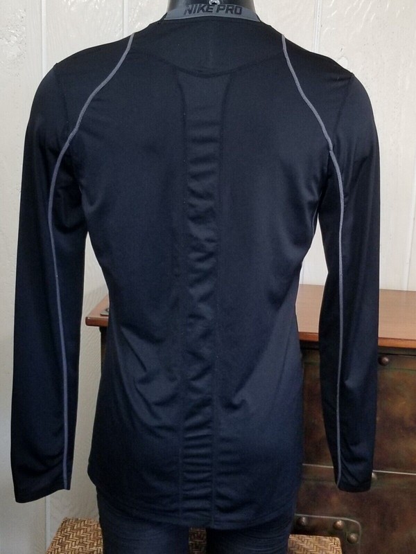 NikePro Dri-Fit Vent Tech Run Training Long Sleeve Black Activewear Shirt Sz M gallery