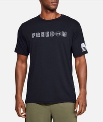 Under Armour Men’s XL Freedom Flag Short Sleeve T-Shirt 1333365 Washed Black