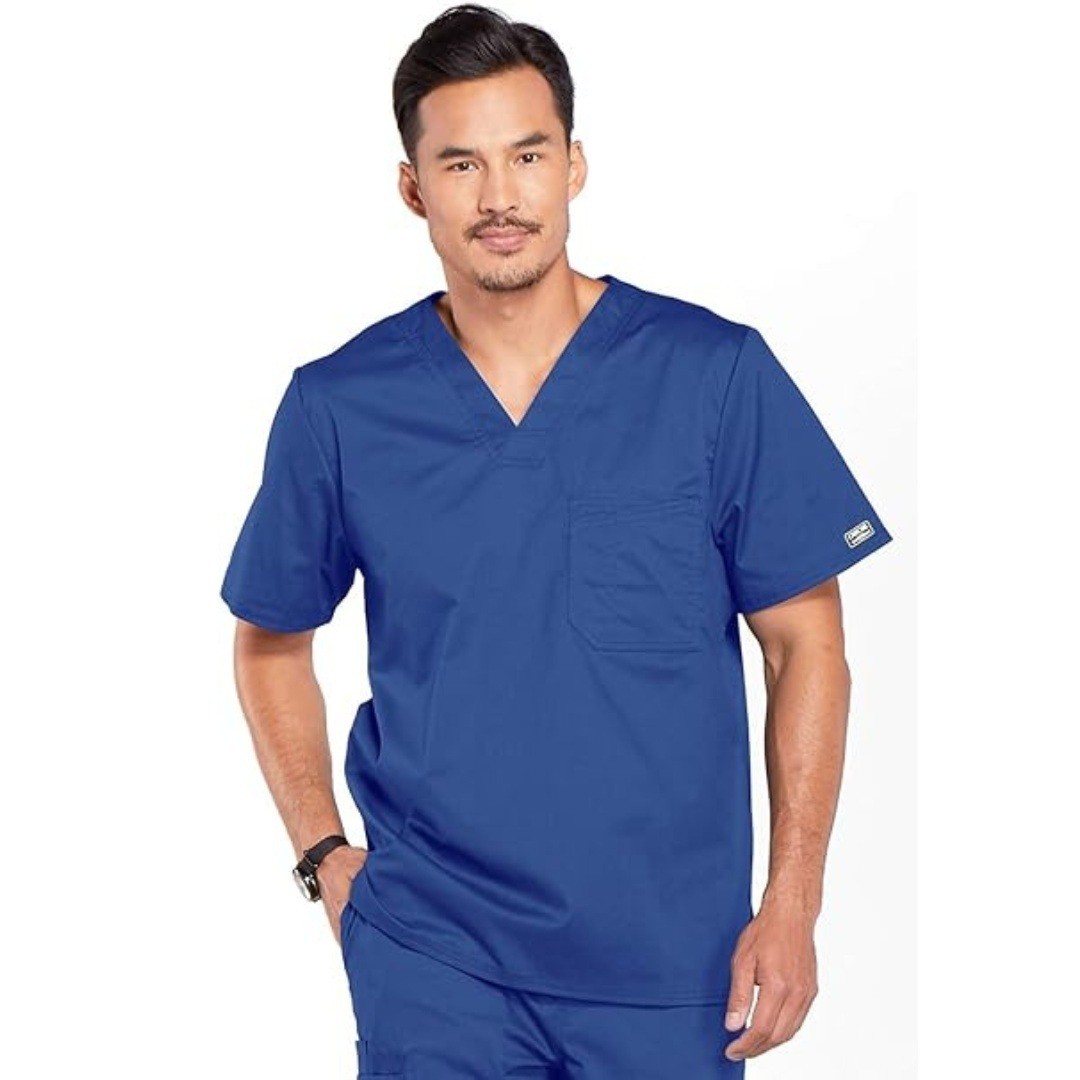 Cherokee Men's Navy Blue Medical Premium Core Stretch V-Neck Scrub Top Size M gallery