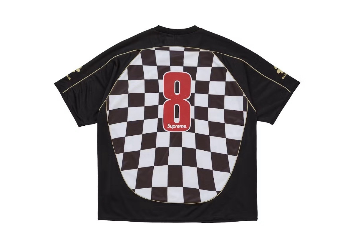 Supreme Checkerboard Soccer Jersey Black White Mens Size M gallery