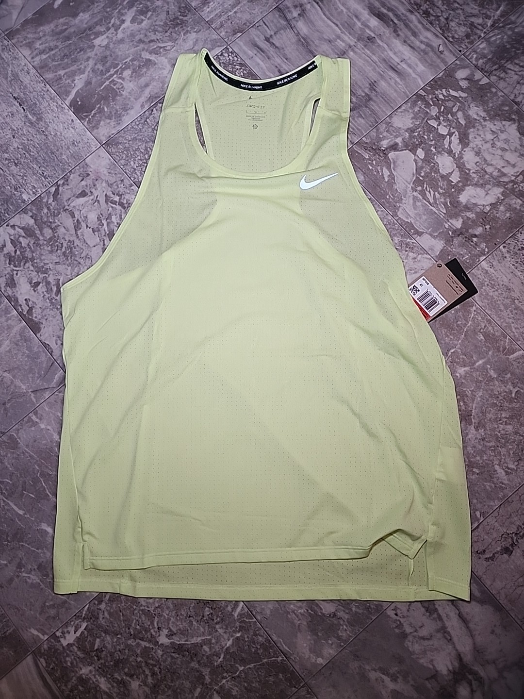 New Nike Fast Dri-Fit Running Singlet Lemon Twist Yellow Tank Top Men's Large gallery