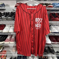 NWT Boyz N The Hood Red And Black Button Up Baseball Jersey Mens Size 3X