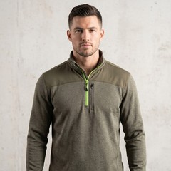 NordicTrack Mens Medium Olive Green Pullover NT DRI 1/4 Zip Textured Active Top