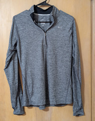 Nike Dri-FIT Womens Heather Gray 1/4 Zip Mock Neck Pullover Running Top M