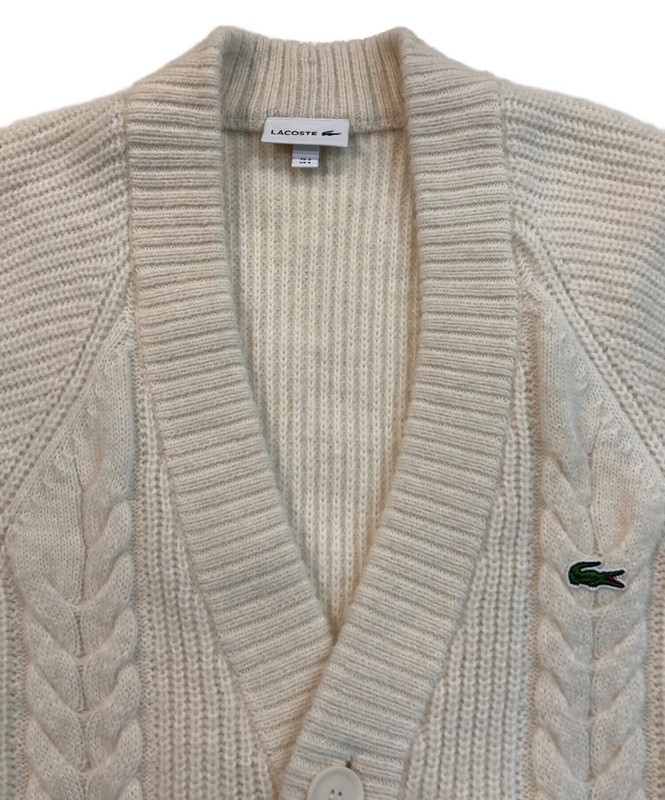 LACOSTE Alpaca Blend Cable Knit Cardigan Size: 3 Men White gallery