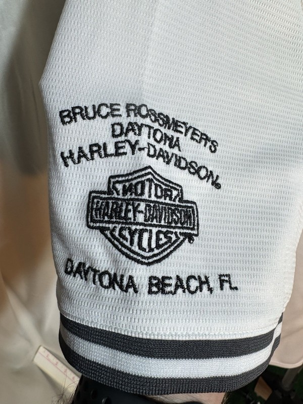 Harley-Davidson White Baseball Jersey Willie G Logo Daytona Beach Dealer Mens XL gallery