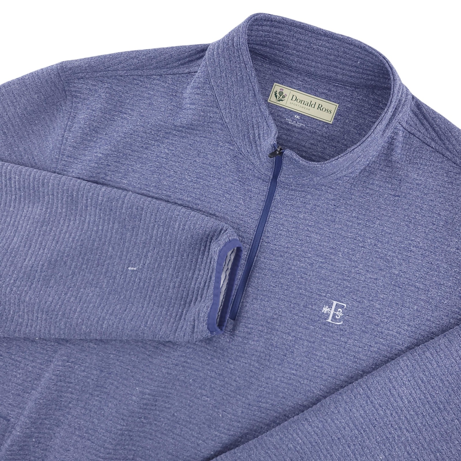 Donald Ross Pullover Sweater Mens 2XL Blue 1/4 Zip Long Sleeve Golf Pockets gallery