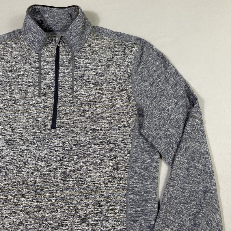 Lululemon Surge 1/4 Zip Pullover Mens Blue/Grey Heather Melange Long Sleeve EUC gallery