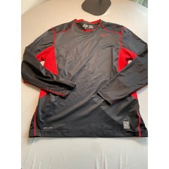Nike Pro Combat Dri-FIT Mens Large Long Sleeve Compression Shirt Grey Red Fitted
