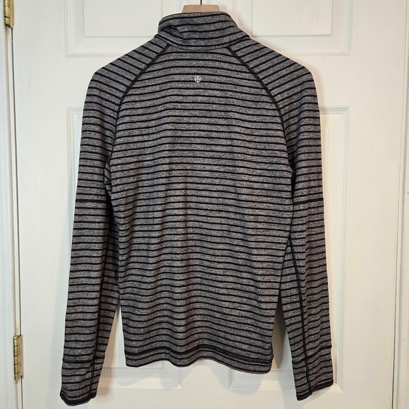 Lululemon Men's Size S Sweat Session 1/2 Zip Long Sleeve Pullover Black Stripe gallery