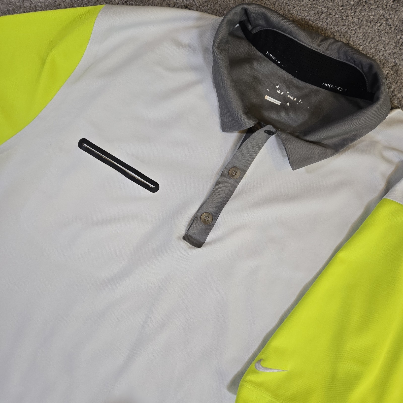 Nike Golf Tour Performance Dri-Fit Polo Shirt Men’s Size XL Yellow/White/Gray gallery