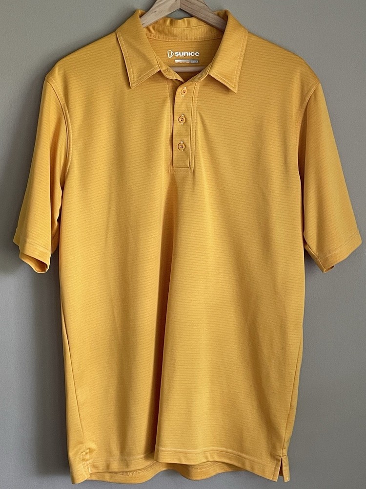 Sunice Performance Golf Polo Shirt Mens Large Yellow Orange Lightweight