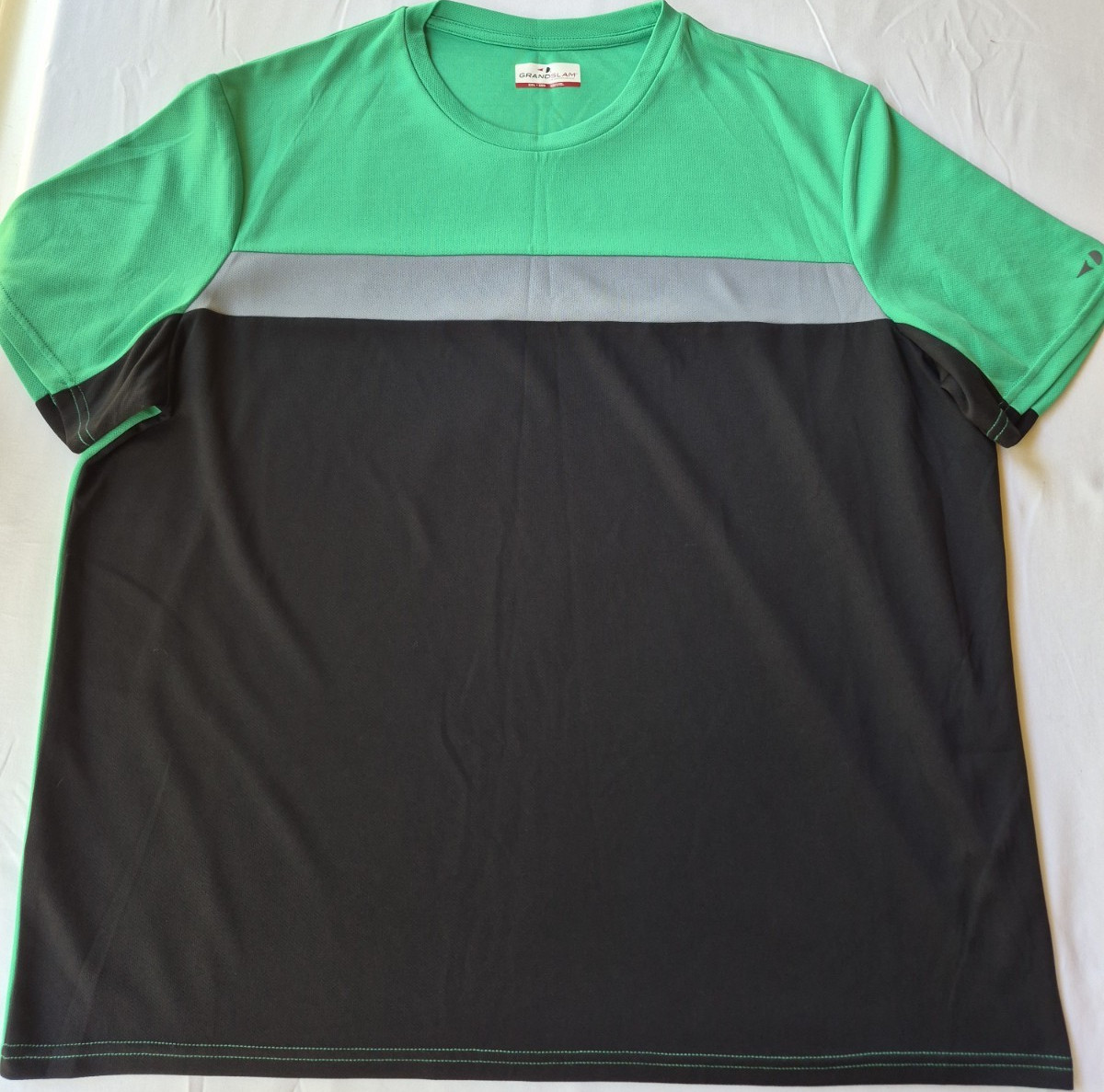 Grand Slam Performance Men's XXL Green Gray Black Colorblock Mesh Crew T-Shirt gallery