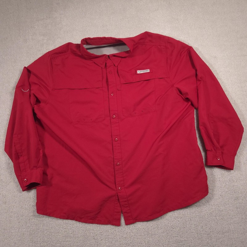 Realtree Fishing Shirt Mens 3XL Red Long Sleeve Button Front Vented Quick Dry gallery