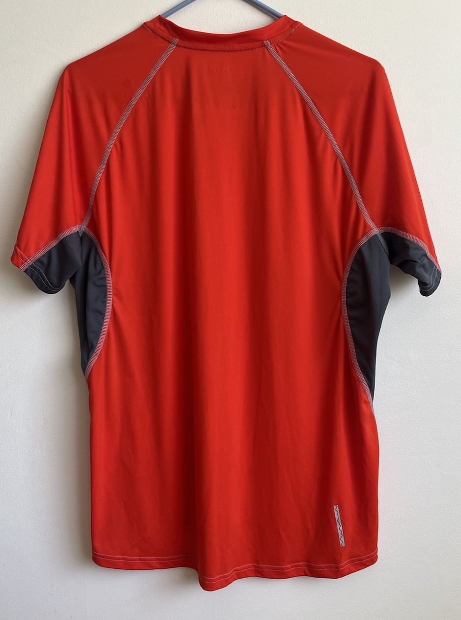 LL Bean Mens L Performance Tee Shirt Red Gray Short Sleeve Athletic Trail Run gallery