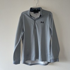 Under Armour Fleece Lined Loose Cold Gear 1/4 Zip Mens L Light Grey Pullover