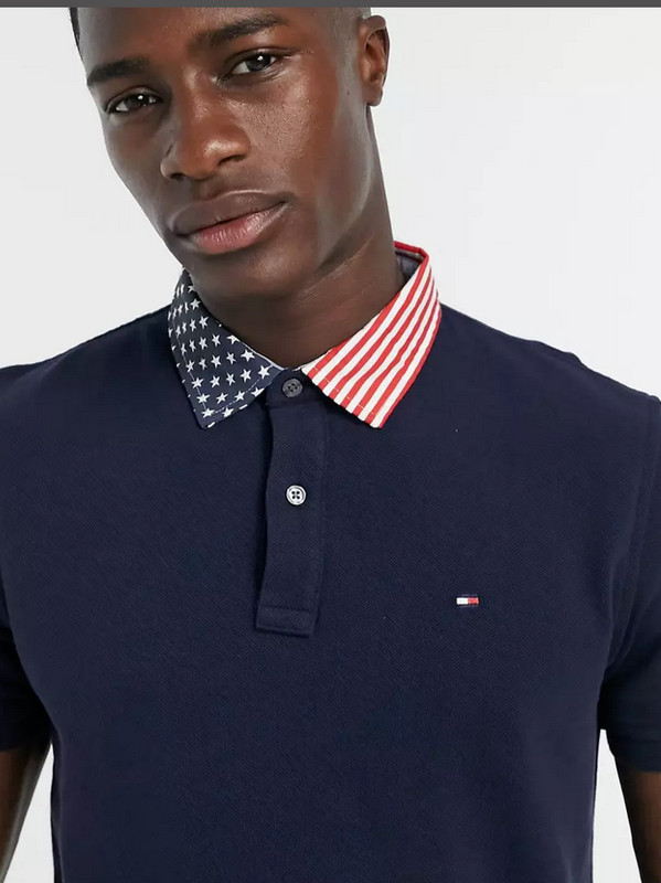 🔥Tommy Hilfiger austin polo shirt with flag collar MEN'S SIZE LARGE NWT $69.50 gallery