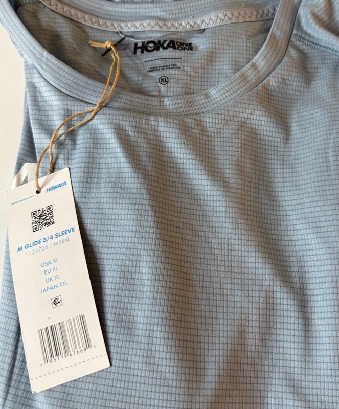 Hoka Men's Glide Running Workout Lightweight Shirt Size XL 3/4 Sleeve Light Blue gallery