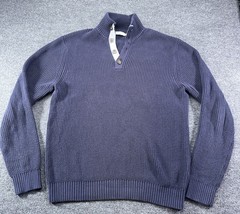 Collars &Co. High Collar Sweater Mens Large Blue Cotton 1/4 Button