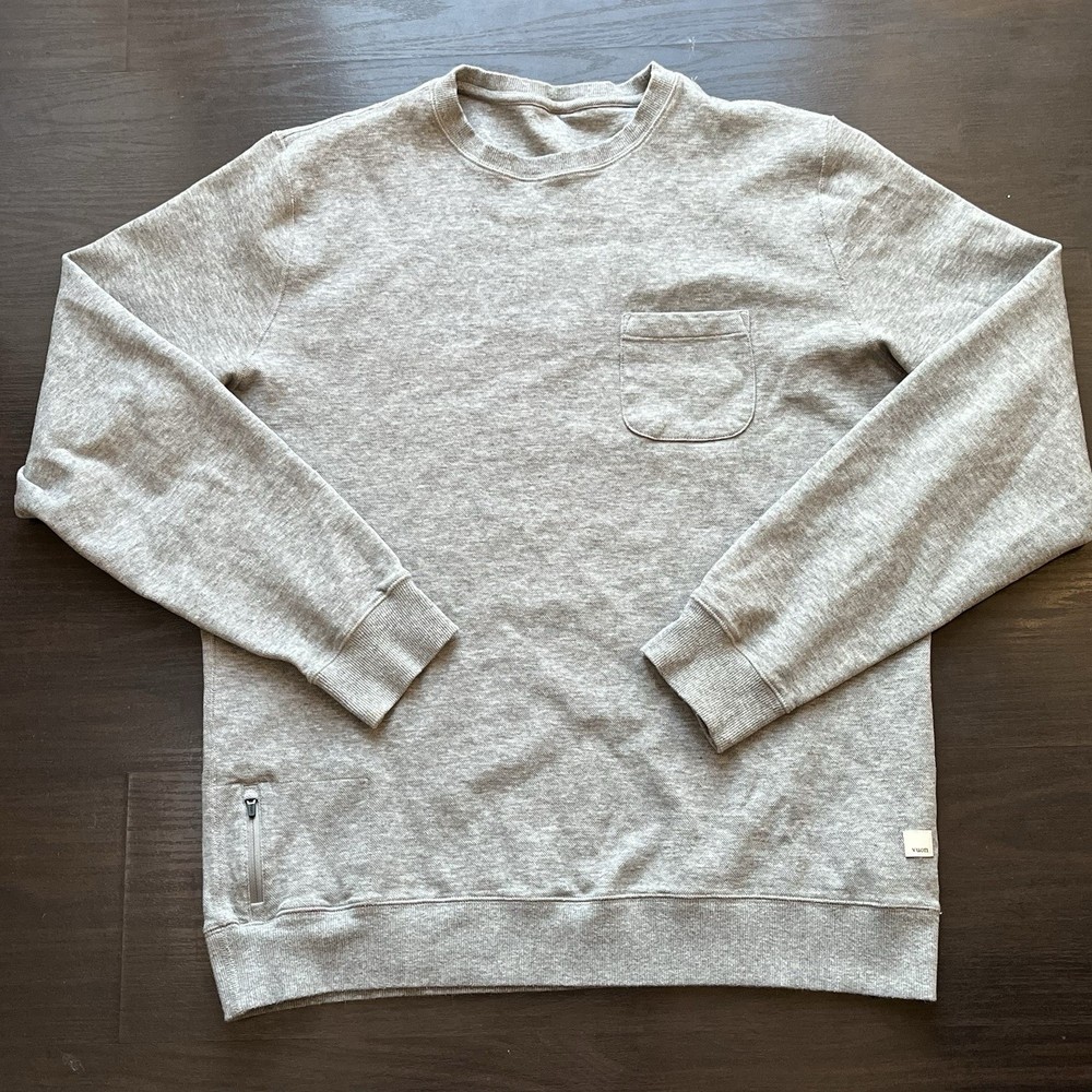 Vuori Jeffreys Pullover Shirt Classic Thermal Crewneck Sweatshirt Gray Mens XL