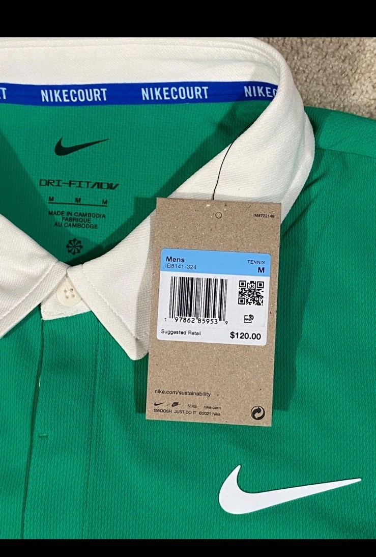 Original Nike Court Advantage Slam Green Blue Long Sleeve IB8141-324 Mens Size M gallery