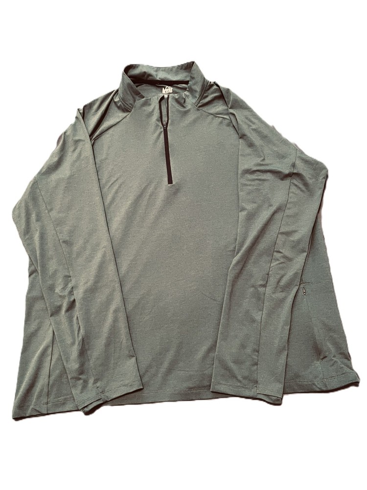 REI Pullover, 1/4 zip, Long-sleeved, Moss Green, Zipped Side Pocket, Men's XXL