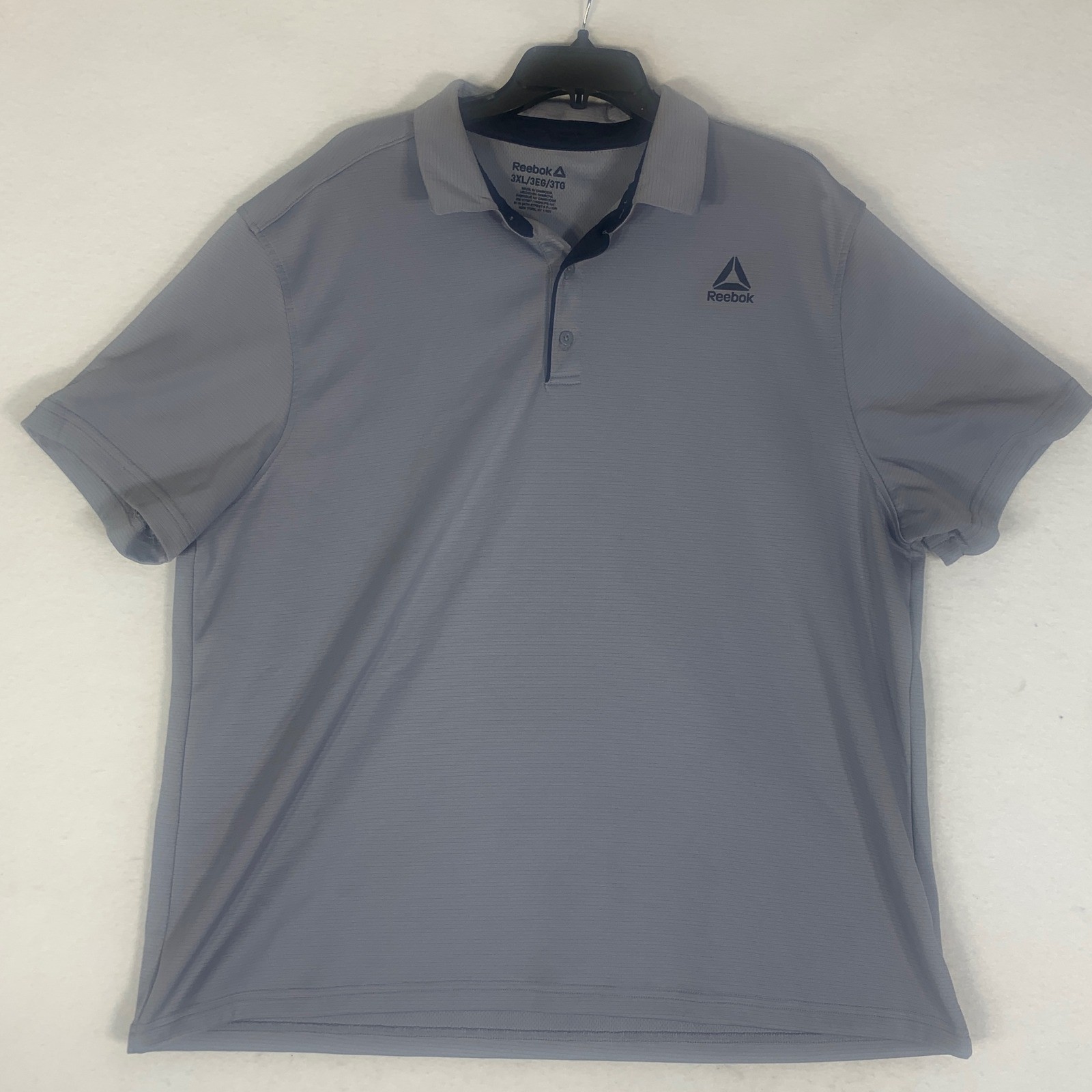 Reebok Mens Golf Polo Shirt Gray Textured 3XL Short Sleeve Stretch Performance gallery