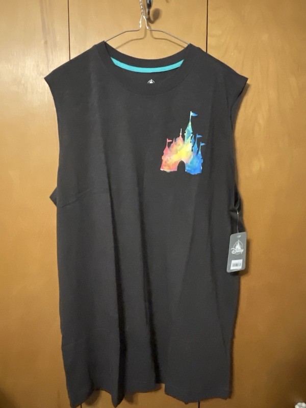 DISNEYLAND TIE DYE CASTLE GRAY ATHLETIC SLEEVELESS SHIRT TANK TOP LARGE NEW gallery