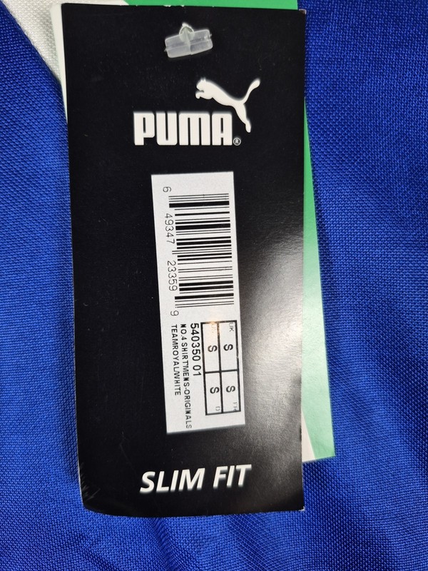 PUMA Soccer Jersey Mens Small blue SS shirt #4 futbol Slim Fit gallery