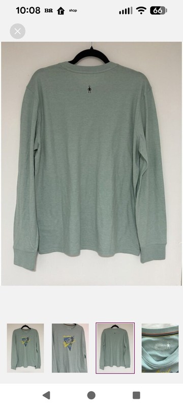 Smartwool Unisex Green Merino Wool Blend Long Sleeve Graphic Crew T-Shirt M gallery