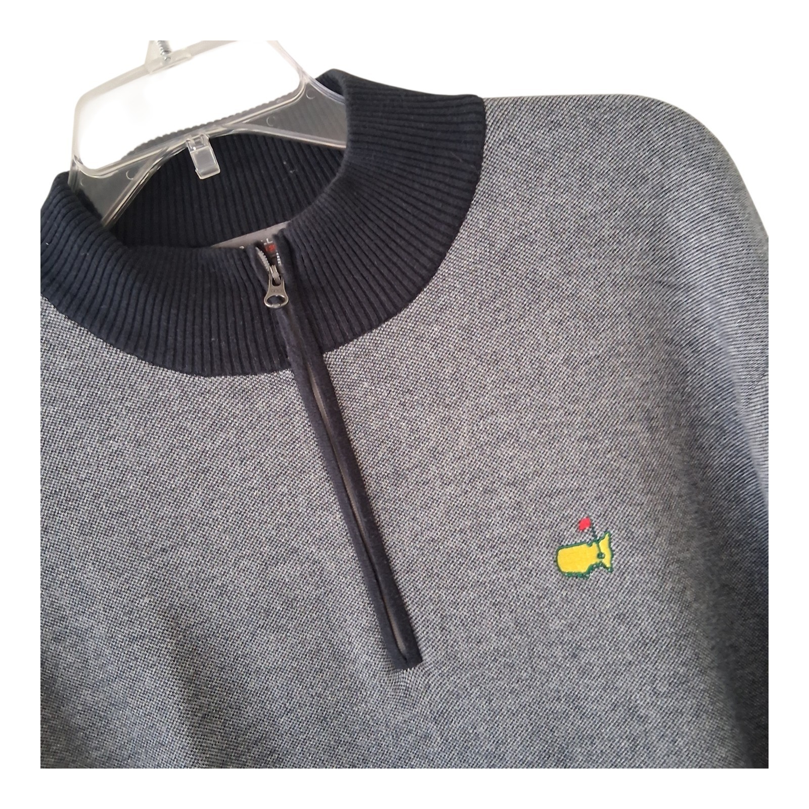 Peter Millar / Masters Crown Sport Men's Large Gray /White Heather 1/4 Zip Golf gallery