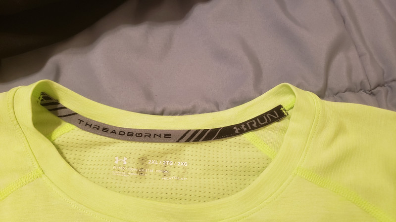 Under Armour Fitted X Run ThreadBorne Mens Bright Lime Green Shirt Size 2XL gallery