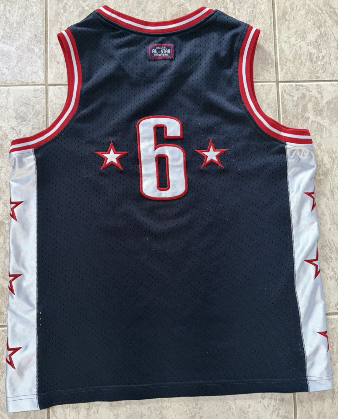 Converse All-Star Basketball Jersey #6 Mens Large Navy/Red/White gallery