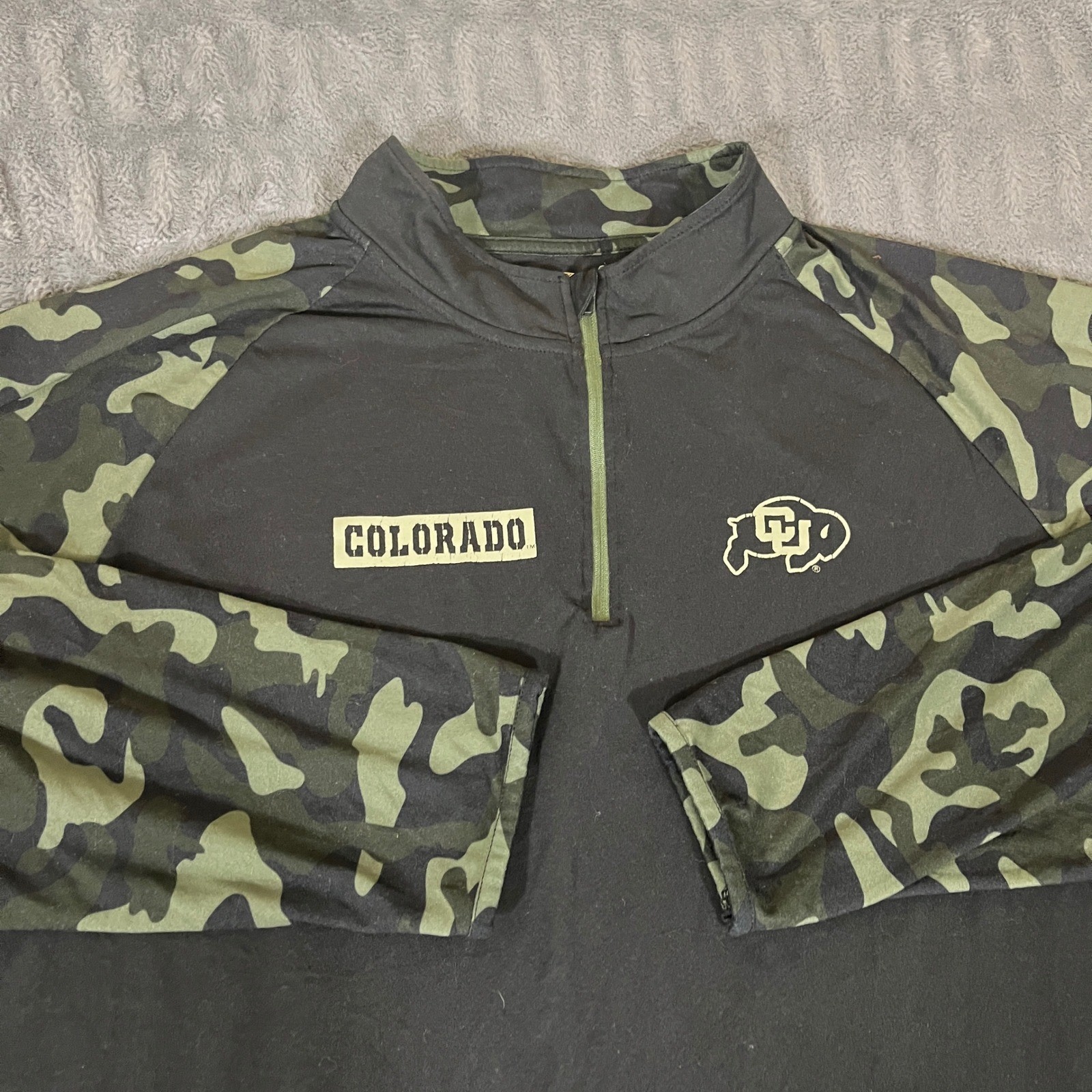 Colosseum Colorado Buffaloes Mens 3XL Camo 1/4 Zip Pullover Black Green NCAA gallery