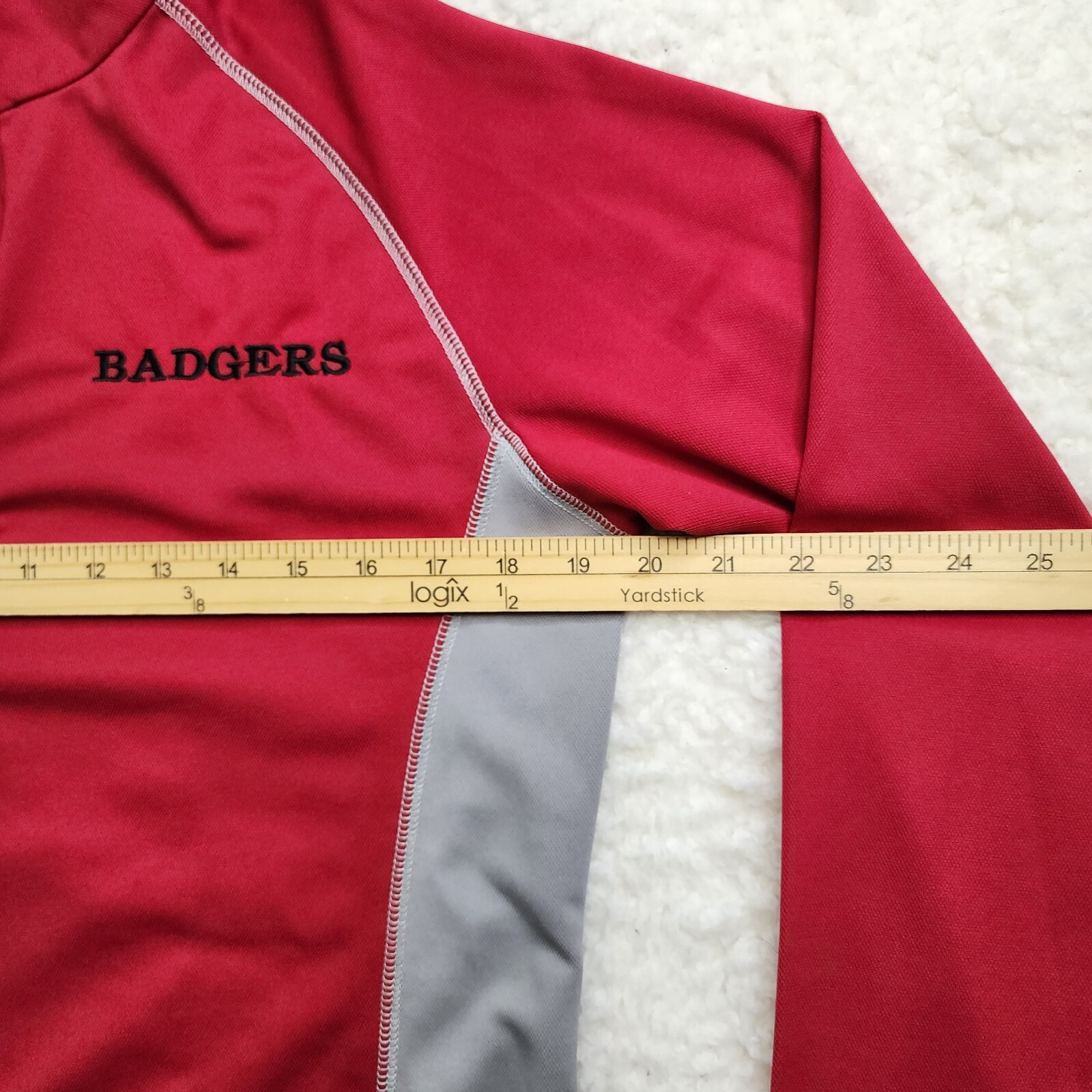 Landway 1/4 Zip Pullover L Red Gray Badgers UW Madison Active Dry Breathable gallery