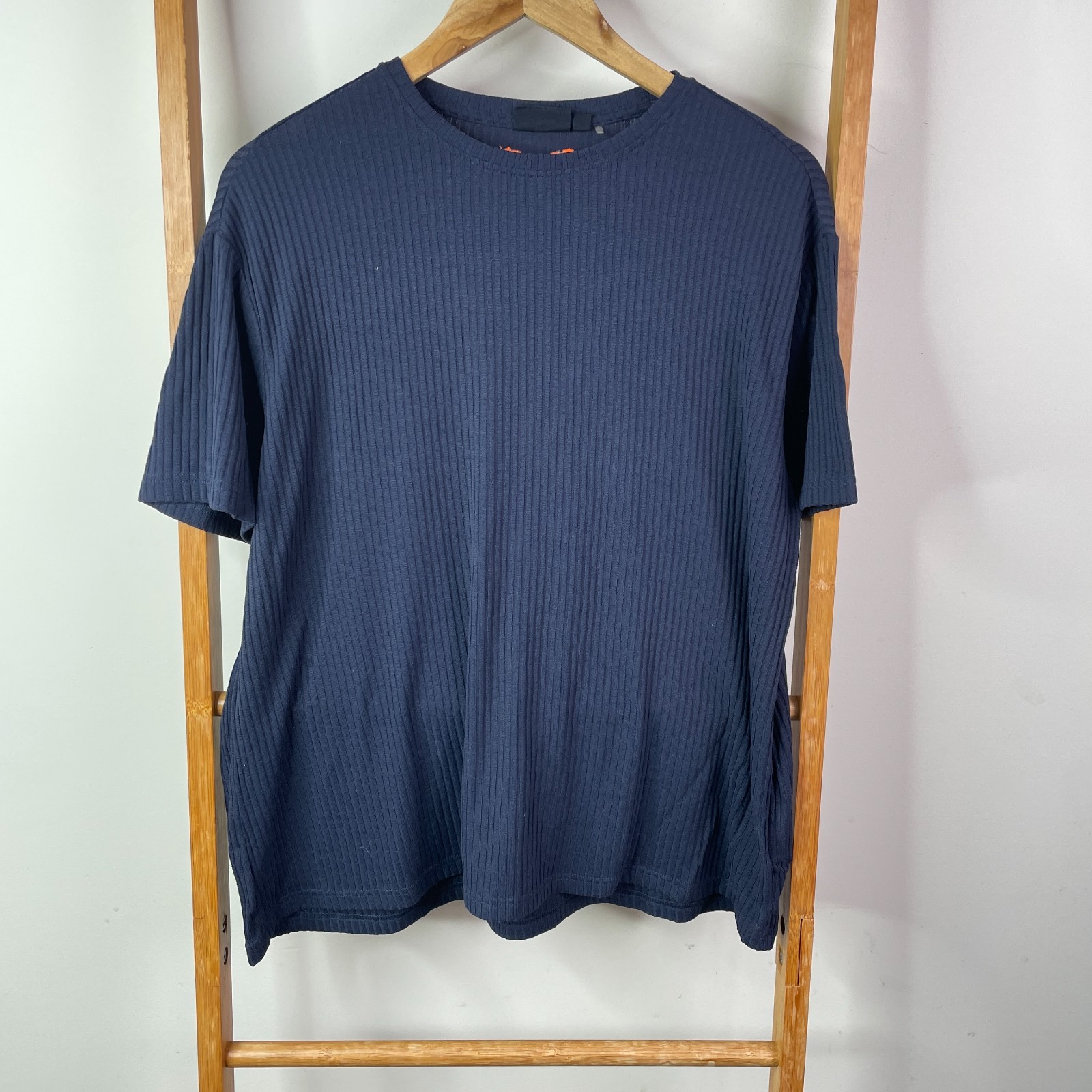 The Upside Shirt Mens Small Navy Blue Rib Knit Short Sleeve Athleisure Outdoor gallery