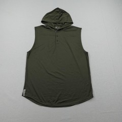 BYLT Hoodie Mens XL Green The Circuit Tank Hooded Henley Sleeveless Shirt Gym