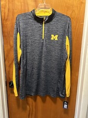 Men’s Colosseum U Of M Michigan Wolverine 1/4 Zip Long Sleeve Shirt 2XL NWT