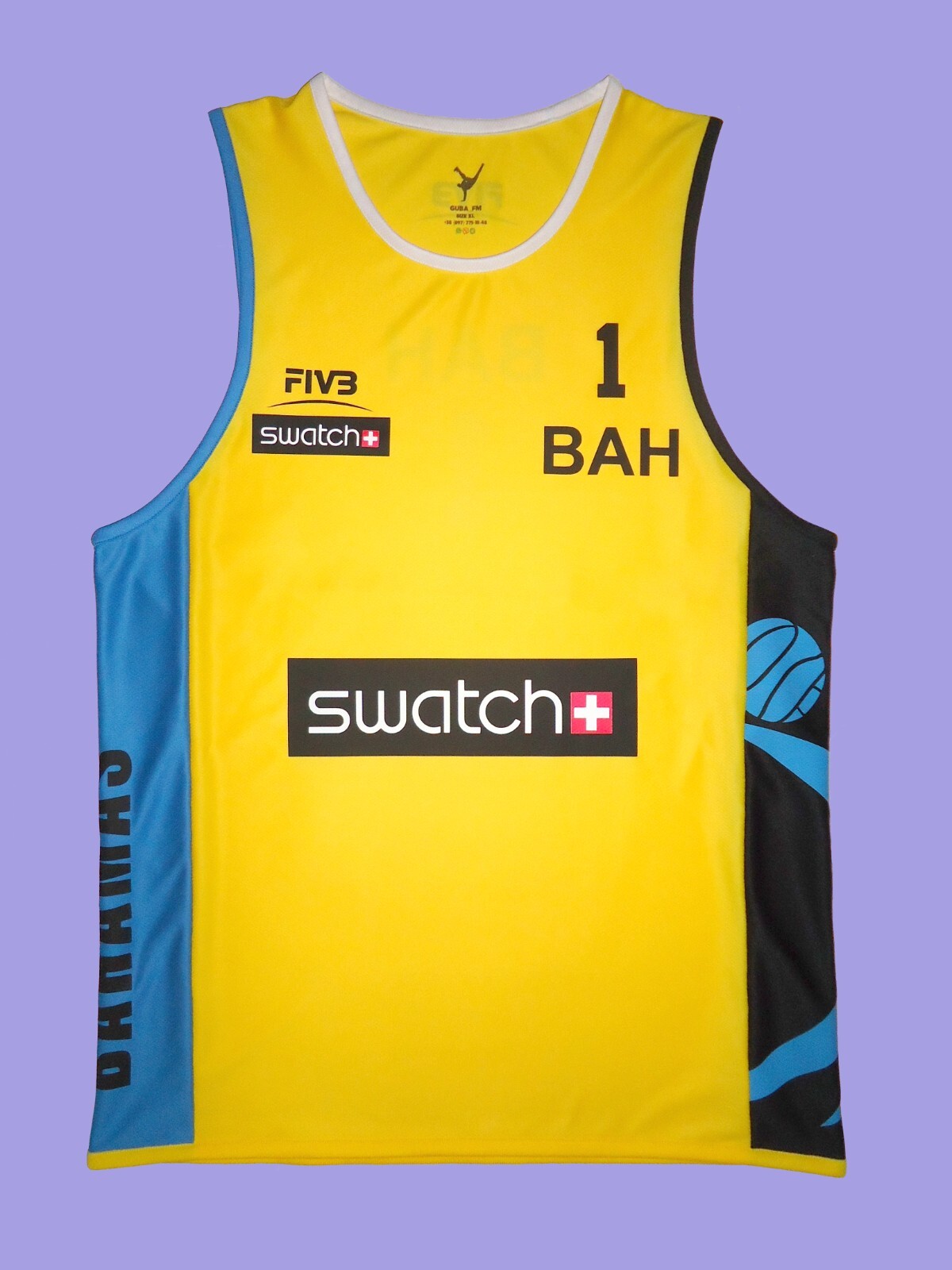 Beach Volleyball Jersey BAHAMAS #1 Yellow/Blue/Black Size S, M, L, XL, 2XL New gallery