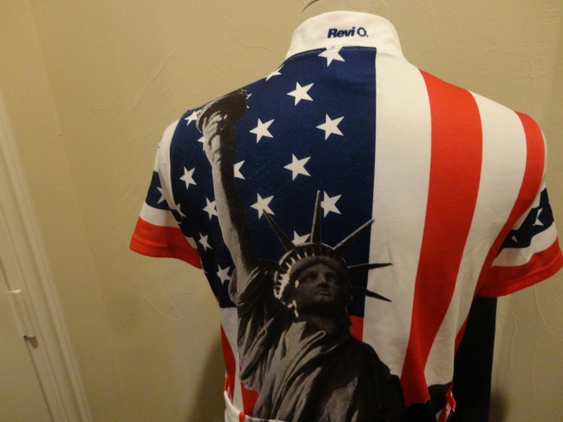 Statue Liberty Revi Wear BIKE Riding Cycling 3/4 Zip Polyester Shirt USA Size M gallery