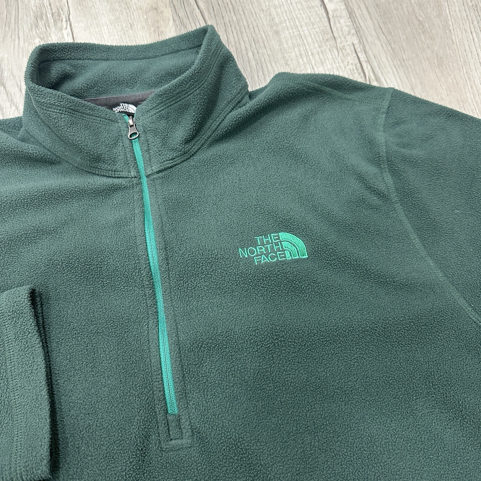 The North Face 1/4 Zip Mens Large Green Fleece Pullover Hiking Outdoor Sweater gallery