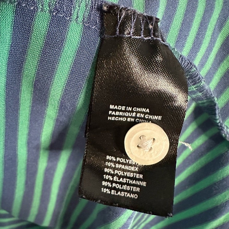 Kenneth Cole Golf Polo Shirt Green Blue Stripe Preppy Outdoor KC Logo Men's XL gallery